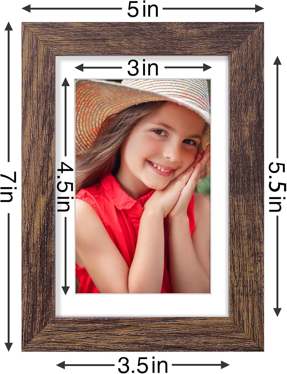 Vittanly 4x6 Picture Frames Set of 9, Shatter Resistant Plexiglass, Display 3.5x5 Pictures with Mat
