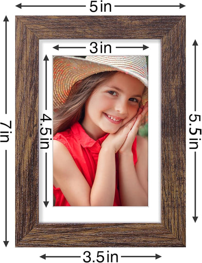 Vittanly 4x6 Picture Frames Set of 9, Shatter Resistant Plexiglass, Display 3.5x5 Pictures with Mat