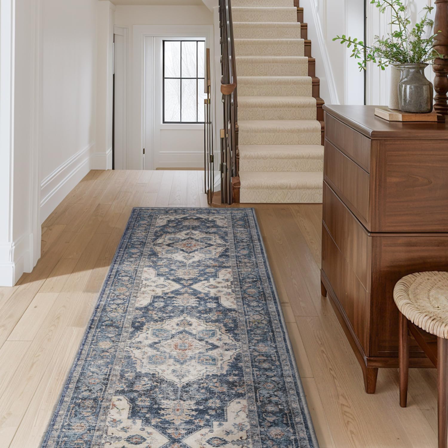 AMOAMI-2X10 Runner Rug-Washable Runners for Hallways-Soft Non Slip Bedside Rugs for Bedroom-Vintage