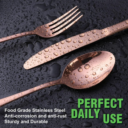 Copper/Rose Gold Silverware Set, OGORI 40-Piece Stainless Steel Flatware Set, Kitchen Utensil Set