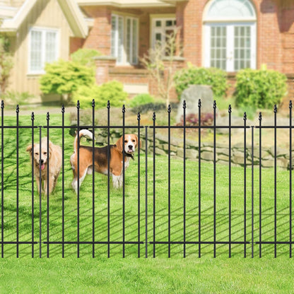 Metal Garden Fence 36 in H x 12 ft L, 6 Panels + 7 Stakes Border Dog Fence Panels Animal Barrier