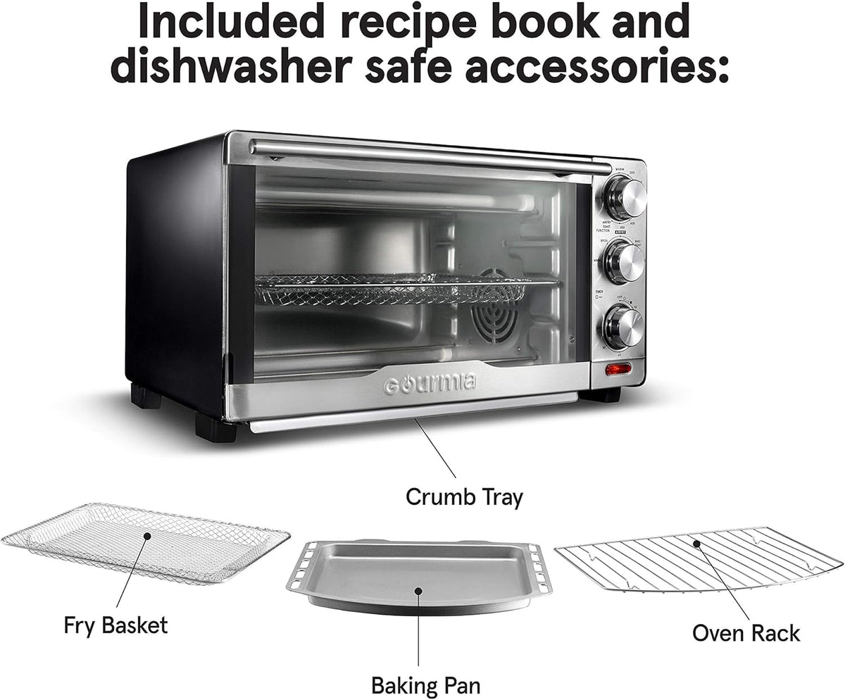 Gourmia GTF7350 6-in-1 Multi-function, Stainless Steel Air Fryer Oven - 6 Cooking Functions - Fry
