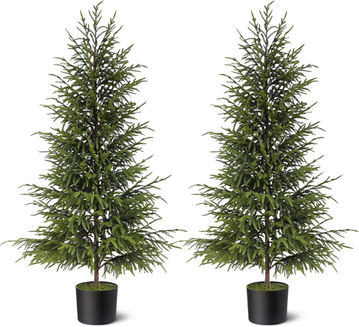 4ft Christmas Norfolk Pine Tree Artificial Christmas Tree Faux Potted Plants for Front Porch