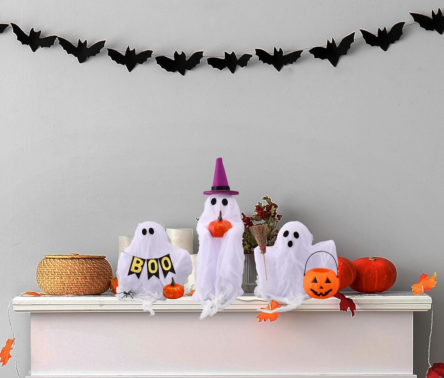 Halloween Decorations - Set of 3 Cute Spooky Ghosts Crafts - Ghost Decorations Indoor Halloween