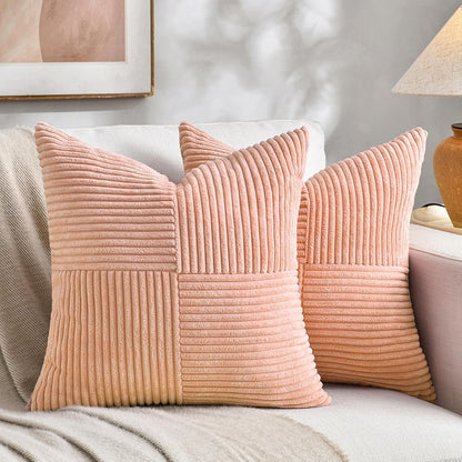 Fancy Homi 2 Packs Peach Big Decorative Throw Pillow Covers 24x24 Inch for Couch Bed Sofa, Rustic