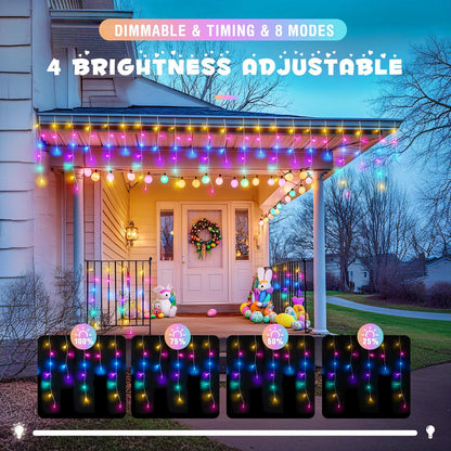 JMEXSUSS 400 LED 38.8 FT Easter Lights String Outdoor, Connectable Pastel Icicle Lights Indoor