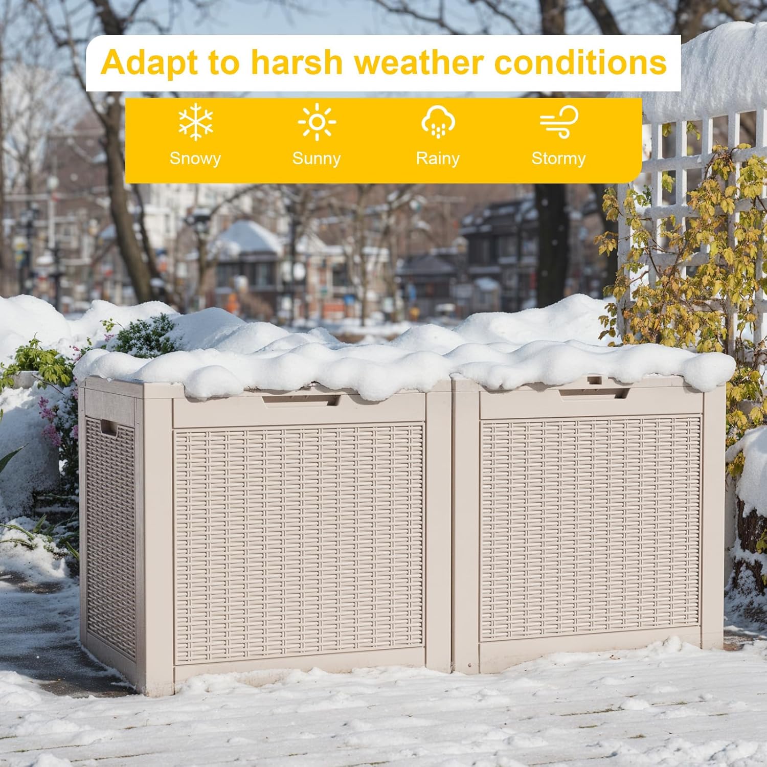DRATO 31 Gallon Deck Box, Outdoor Storage Box for Patio Cushion, Sports Equipment, Garden Tools