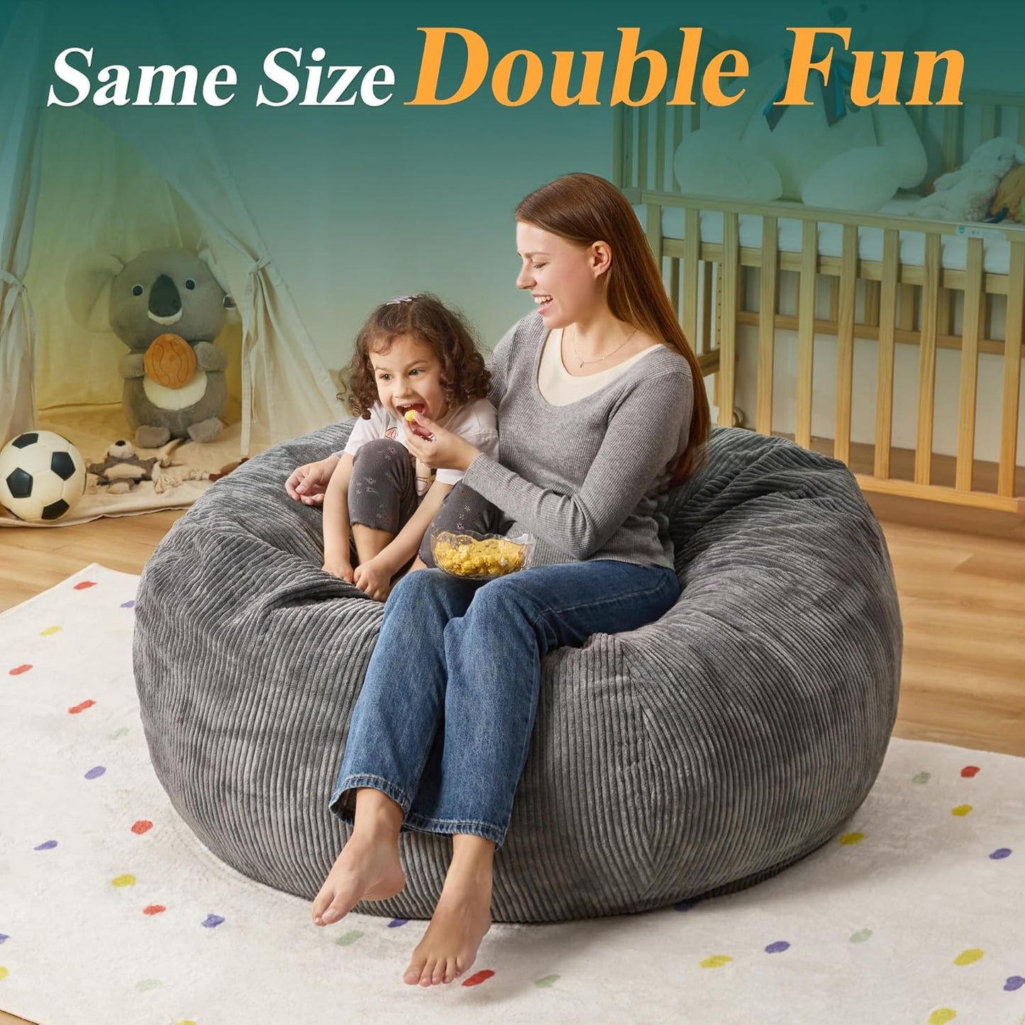 3.5FT Bean Bag Chairs Teardrop Bean Bag Chair for Adults Beanbag Chair with Memory Foam Filled