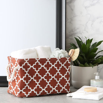 DII Polyester Container with Handles, Lattice Storage Bin, Small, Cinnamon