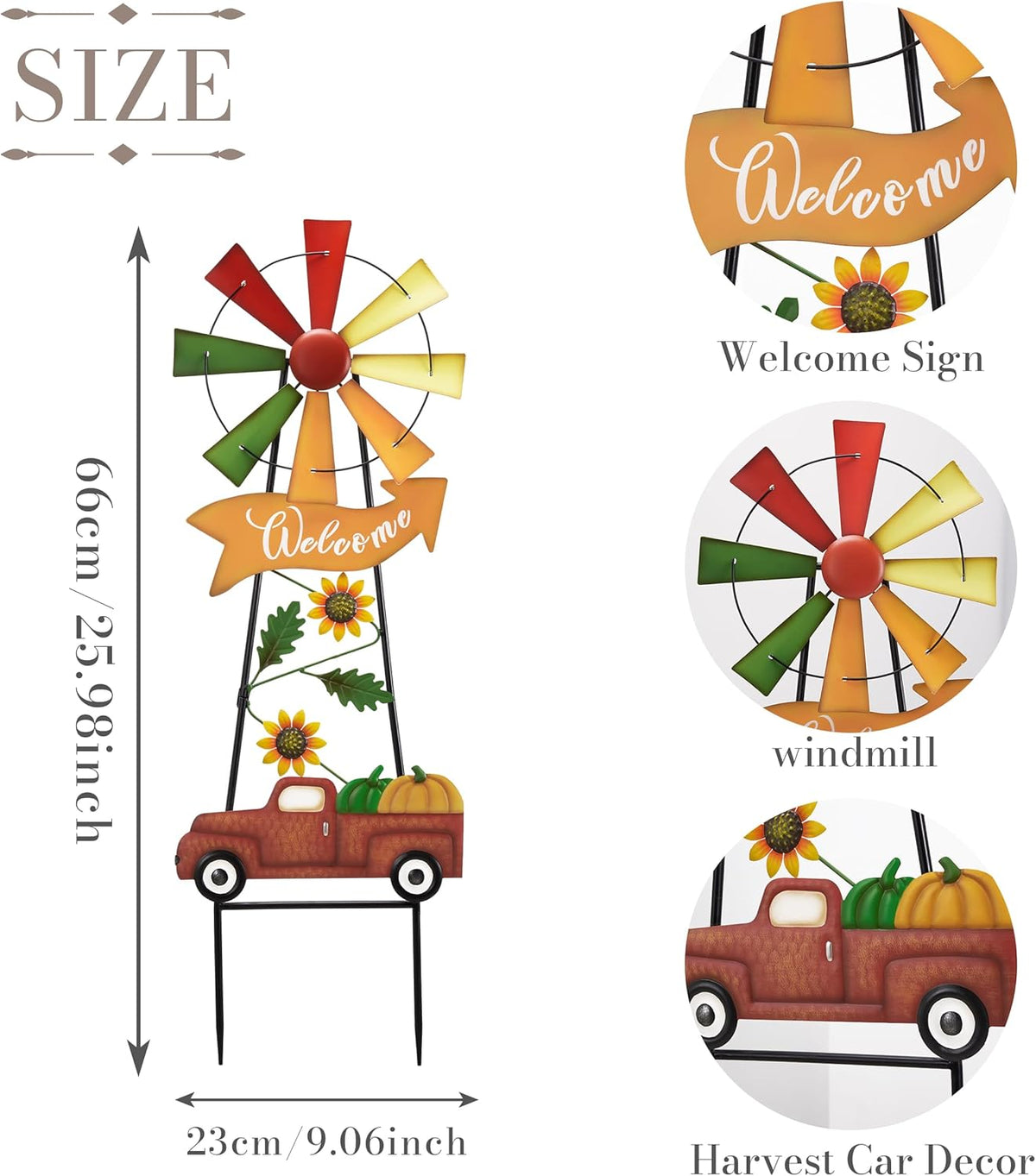 TERESA'S COLLECTIONS Fall Decor for Outdoor Home, Metal Pumpkin Fall Decorations Wind Spinner Yard