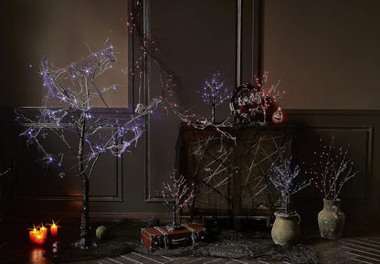 LITBLOOM Lighted Spooky Halloween Tree with Timer Battery Operated or USB Plug in, Pre-lit Black