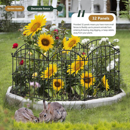 32 Panels Garden Fence, 34ft x 23in Animal Barrier Fences for Rabbits Dogs, Rustproof Metal Gardens
