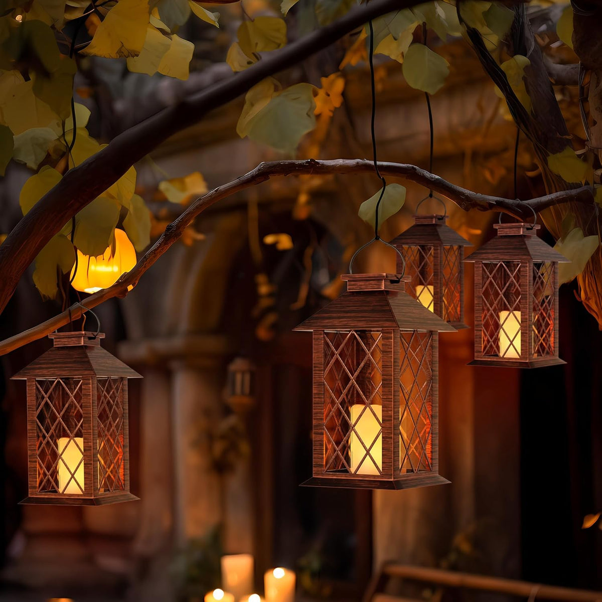 Solar Lanterns Outdoor, Waterproof Garden Hanging Lanterns,13" Outdoor Decorative Lantern with LED