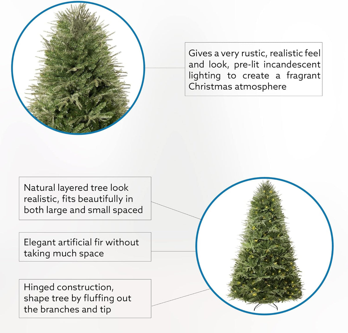 Camden 7.5ft Prelit Artificial Christmas Tree with Foot Pedal, 2755 Branch Tips, 600 Warm Lights