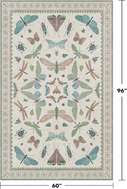 Green and Blue Nursery Rug 5x8 - Washable Soft Area Rugs for Bedroom Under Bed, Living Room