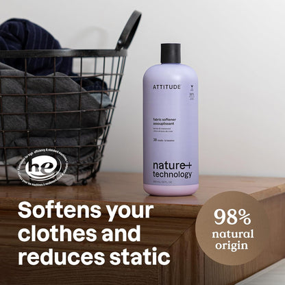 ATTITUDE Liquid Fabric Softener, Natural Origin Ingredients, For White and Colored Clothing