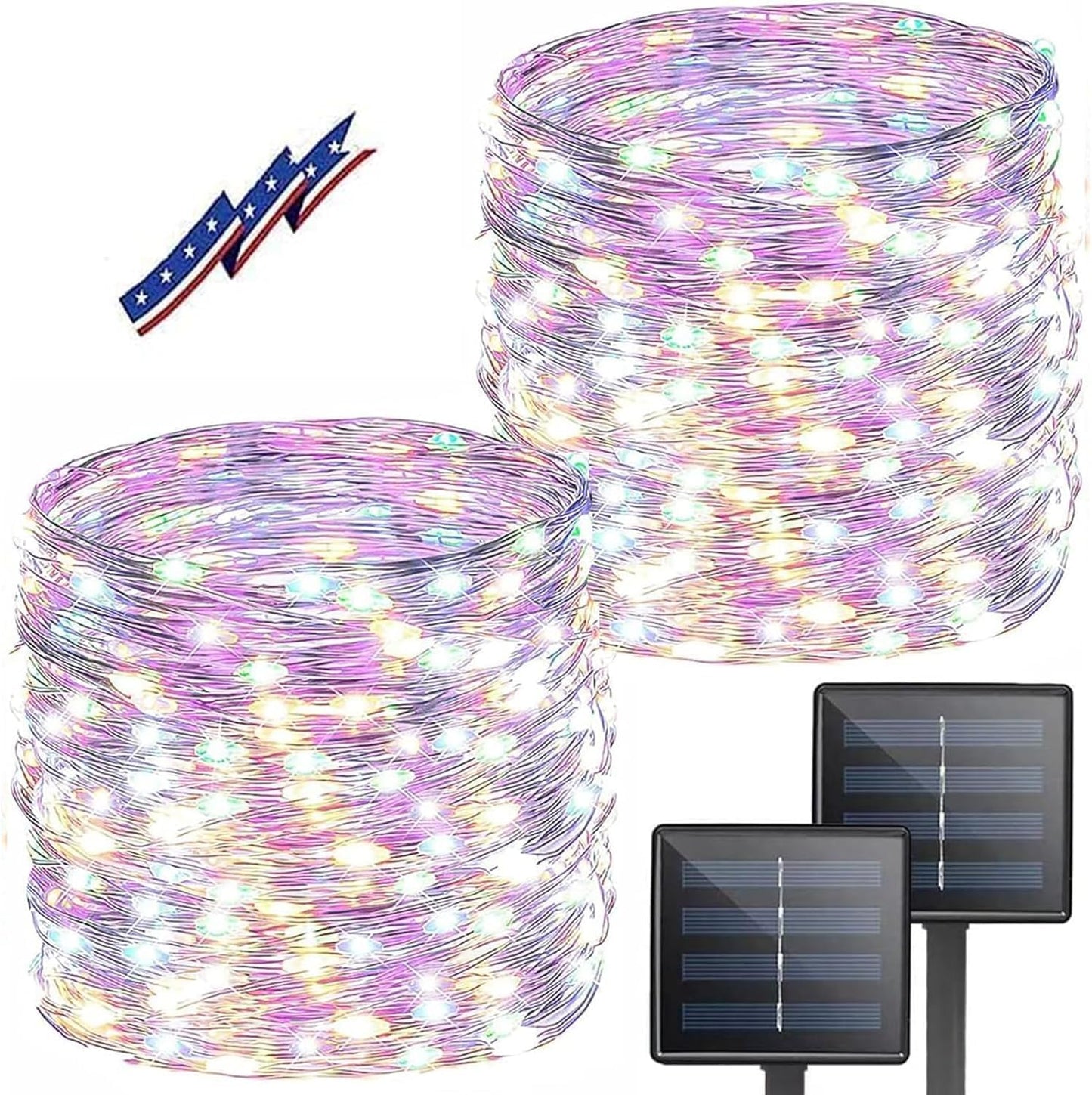 Solar String Lights Outdoor, 2 Pack Total 80FT 200 LED Solar Christmas Twinkle Lights Outside