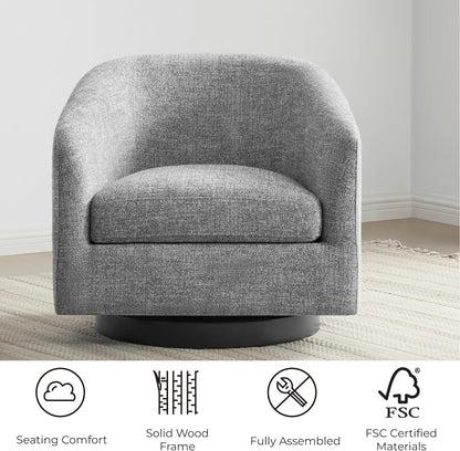 CHITA Swivel Accent Chair, FSC Certified Upholstered Fabric Barrel Chair for Living Room, Fully