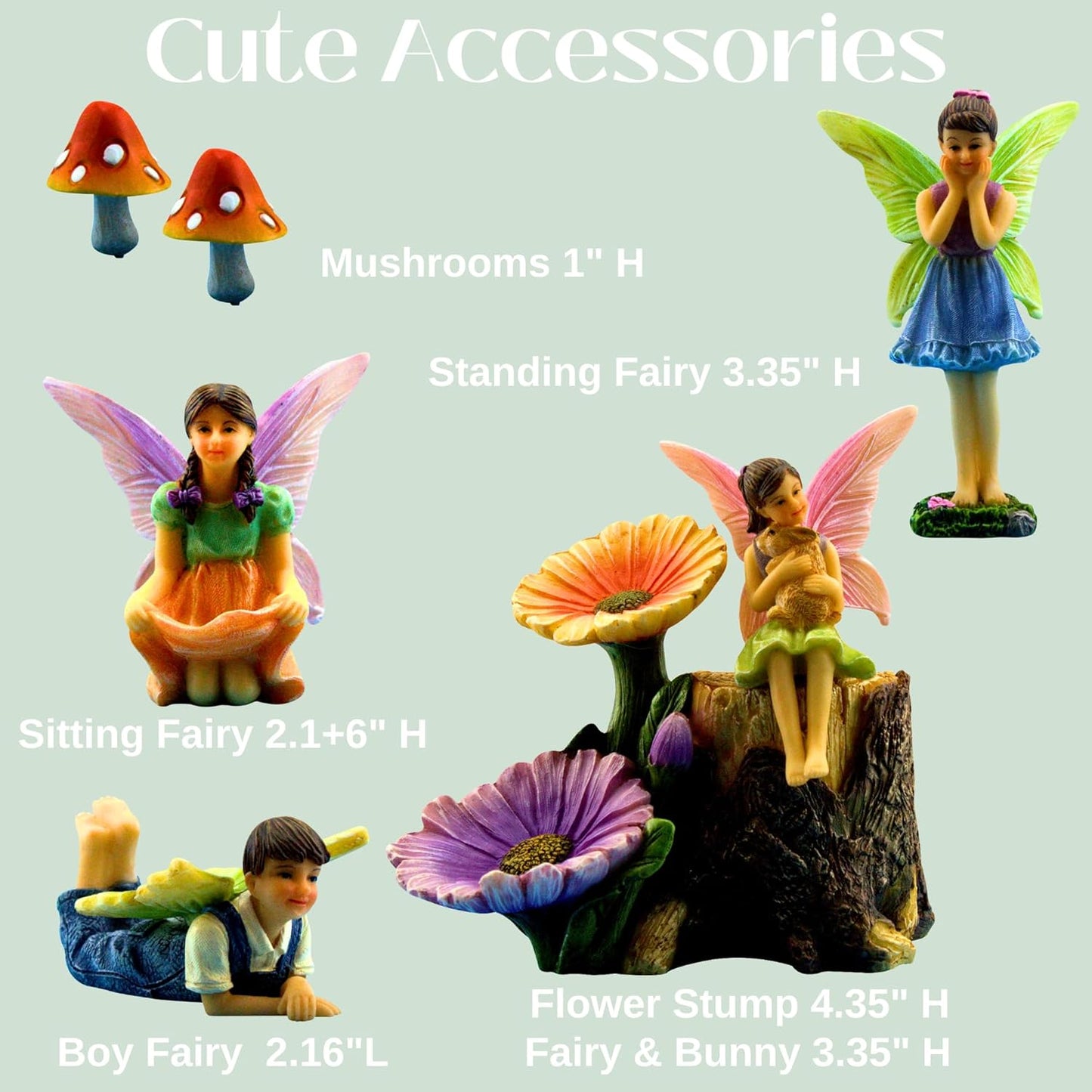 PRETMANNS Fairies for Fairy Garden - Colorful Accessories Kit for an Indoor or Outdoor Miniature