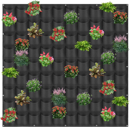90 Pockets Hanging Planter Bags, Hanging Vertical Wall Mounted Plant Planting Grow Bags, Herb