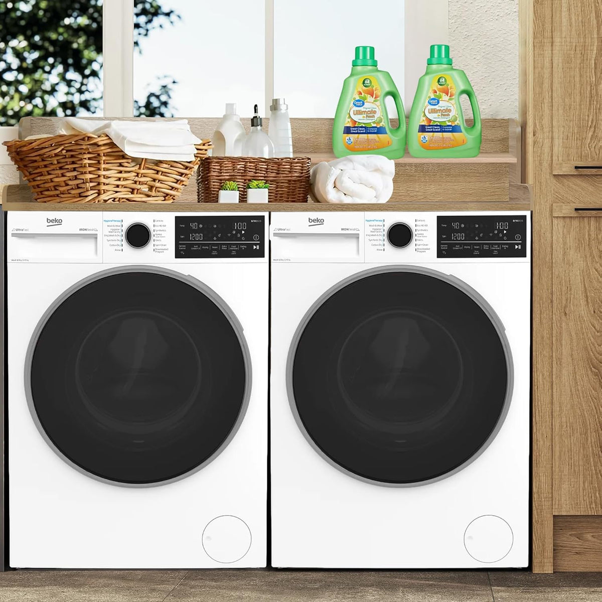 Royxen Laundry Countertop with 2-Tier Shelf Universal Fit, Washer and Dryer Countertop with Storage