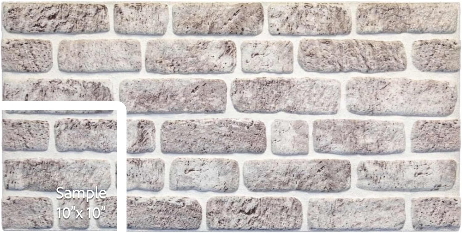 Dundee Deco 3D Wall Panels Faux Brick - Cladding White Grey Stone Look Wall Paneling, Styrofoam