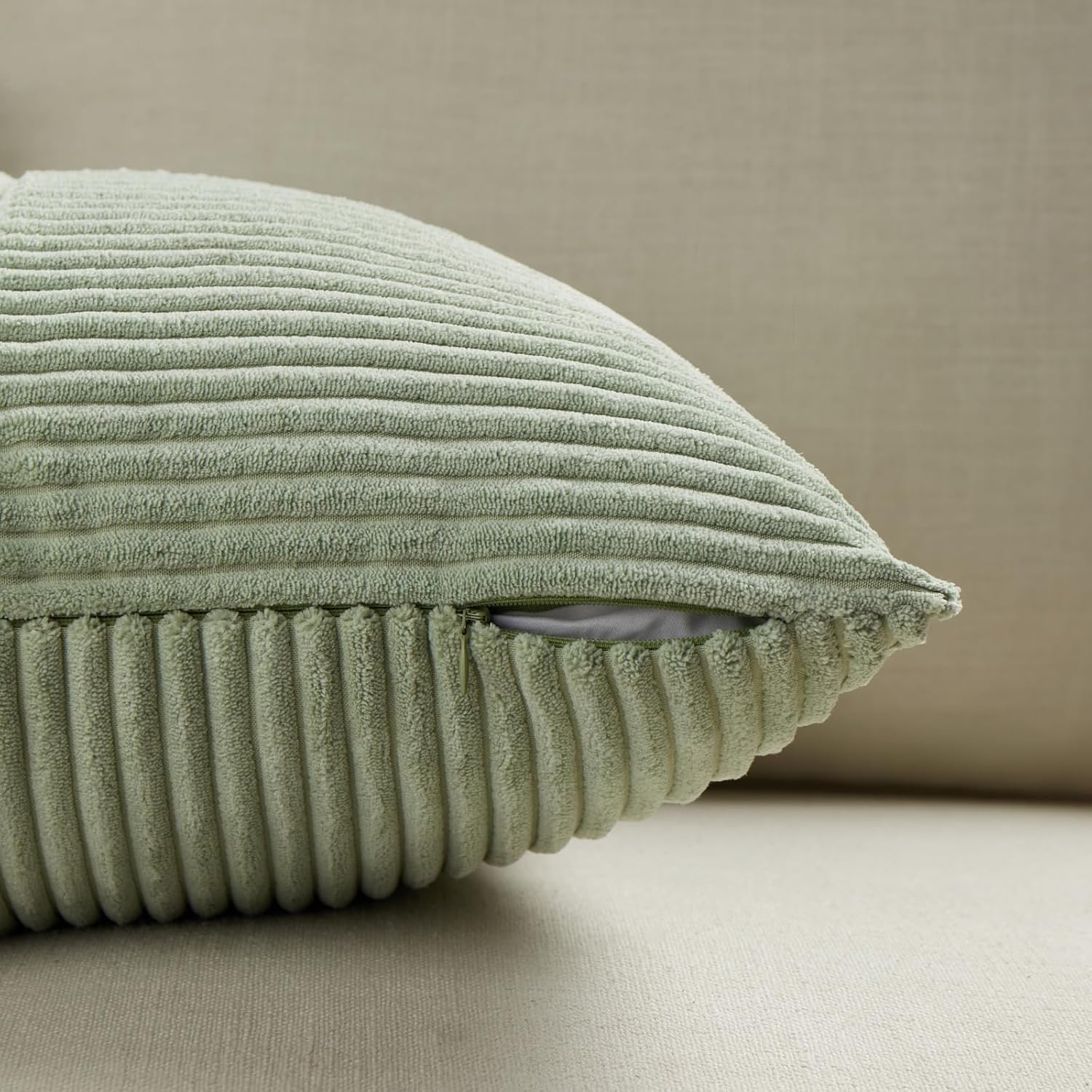 Fancy Homi 2 Packs Sage Green Long Lumbar Decorative Throw Pillow Covers 16x24 Inch for Couch Bed