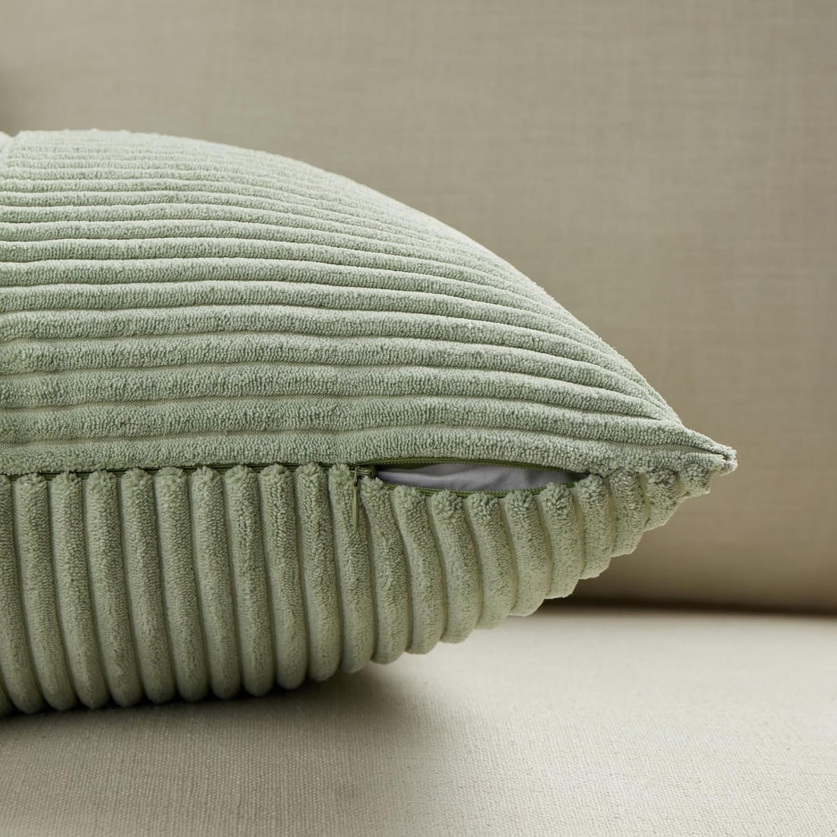 Fancy Homi 2 Packs Sage Green Lumbar Decorative Throw Pillow Covers 14x24 Inch for Couch Bed