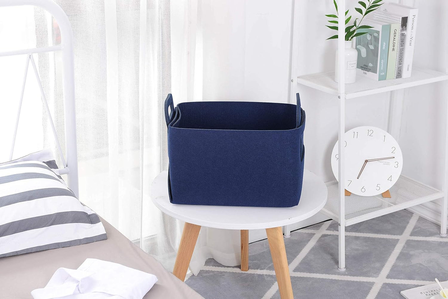 Minoisome Storage Basket Felt Storage Bin Collapsible& Convenient Box Organizer with Carry Handles