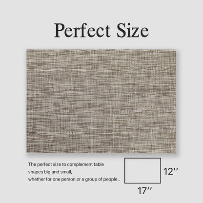 Placemats Set of 4 - Easy Clean Woven Vinyl Placemats for Dining Table, Indoor/Outdoor Place Mats