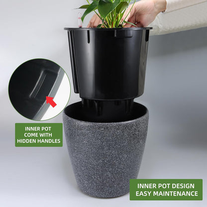 Dexceder 13x12 Self Watering Planter with Wheels Indoor Outdoor, Inner Pot Design, Thickened Large