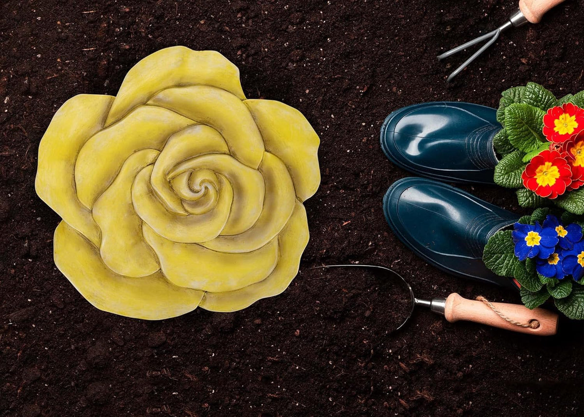NAT & Jules Rose Flower Shaped Dimensional Indoor Outdoor 12 inch Cast Resin Decorative Garden