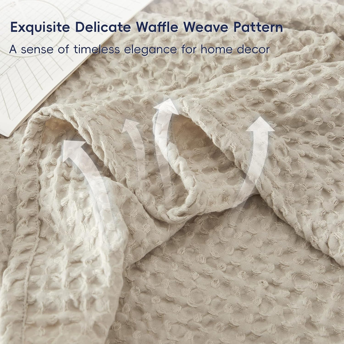 PHF Ultra Soft Waffle Weave Blanket King Size 104"x 90"- Washed Lightweight Breathable Cozy Woven