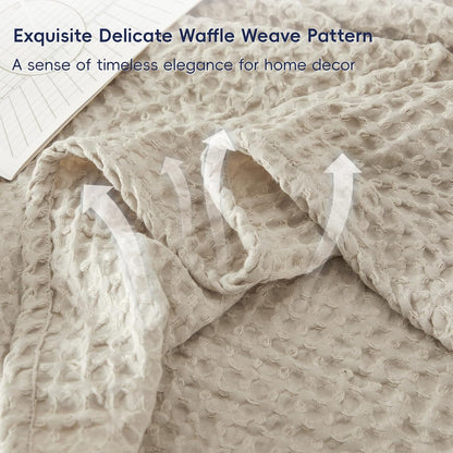 PHF Ultra Soft Waffle Weave Blanket Queen Size 90"x 90"- Washed Lightweight Breathable Cozy Woven