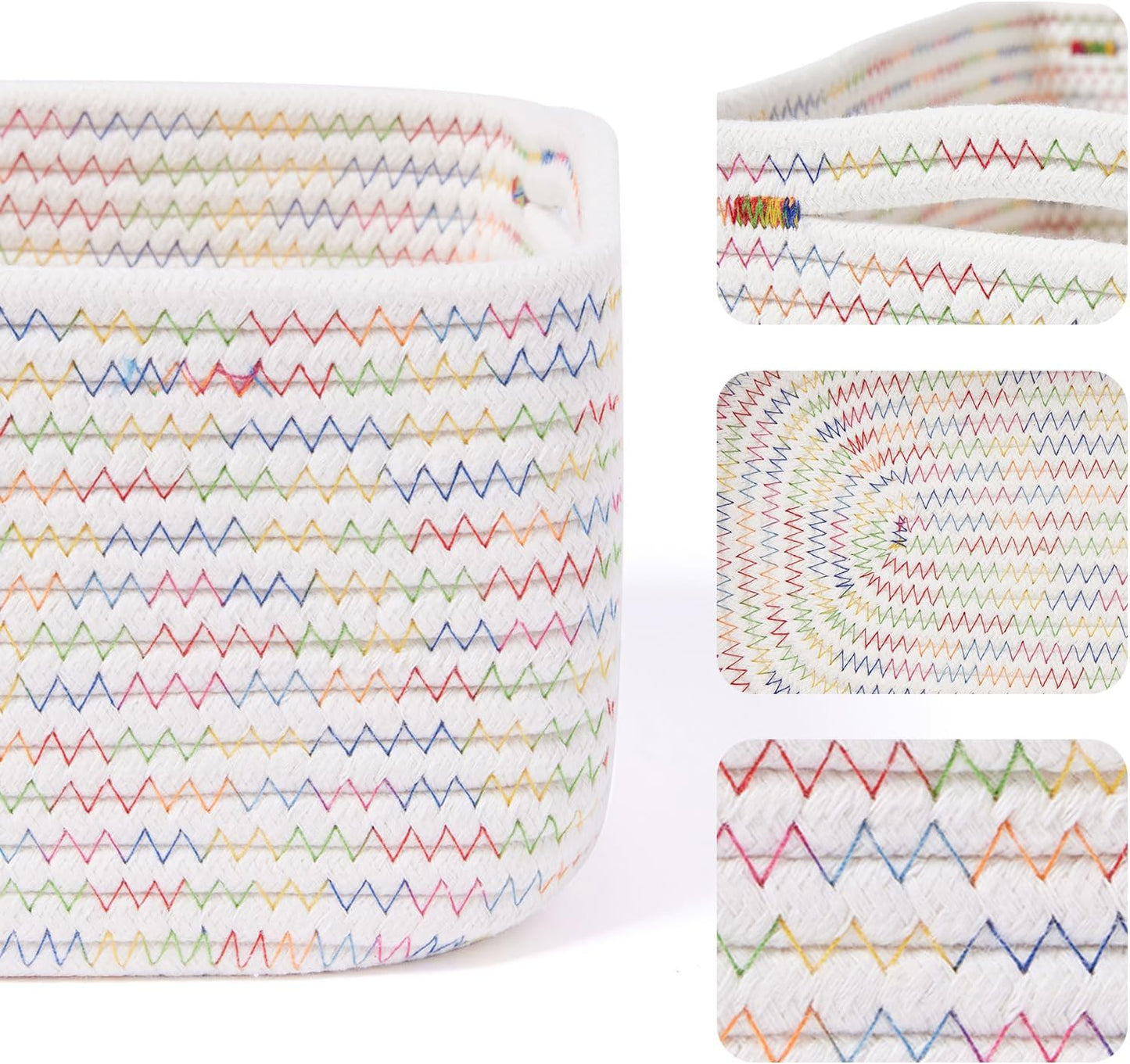 Small Storage Baskets for Organizing | Closet Organizer Bins | Shelf Toy Basket | Woven Rope