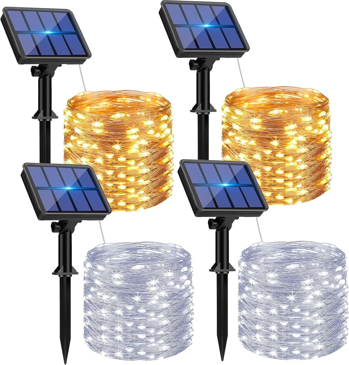 4 Pack Solar String Lights Outdoor - 320LED 132FT Solar Fairy Lights Outside Waterproof 8 Modes
