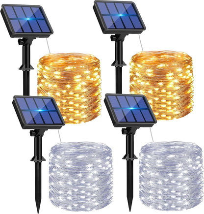 4 Pack Solar String Lights Outdoor - 320LED 132FT Solar Fairy Lights Outside Waterproof 8 Modes