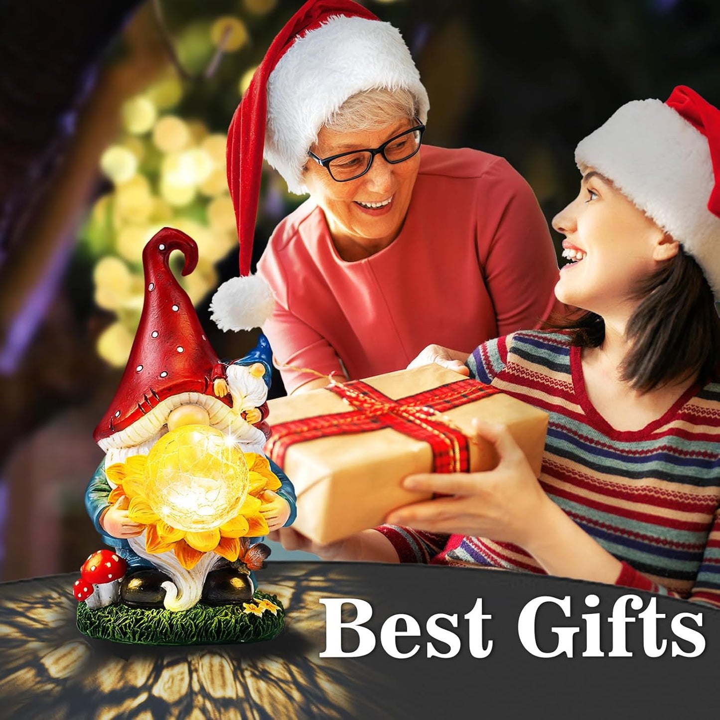 Solar Gnomes Garden Decor Outdoor Statues, Gnomes Gardening Gifts for Women Mom, Gnomes Decorations