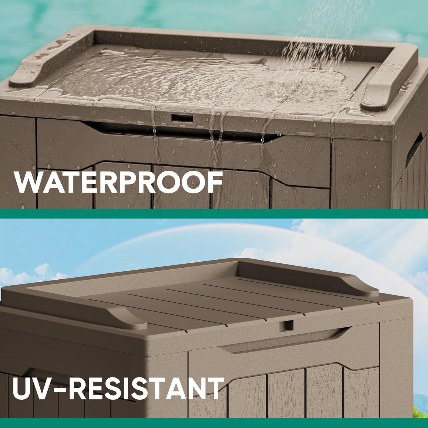 Devoko 30 Gallon Resin Deck Box 2 Pack Outdoor Indoor Waterproof Storage Box for Patio Furniture
