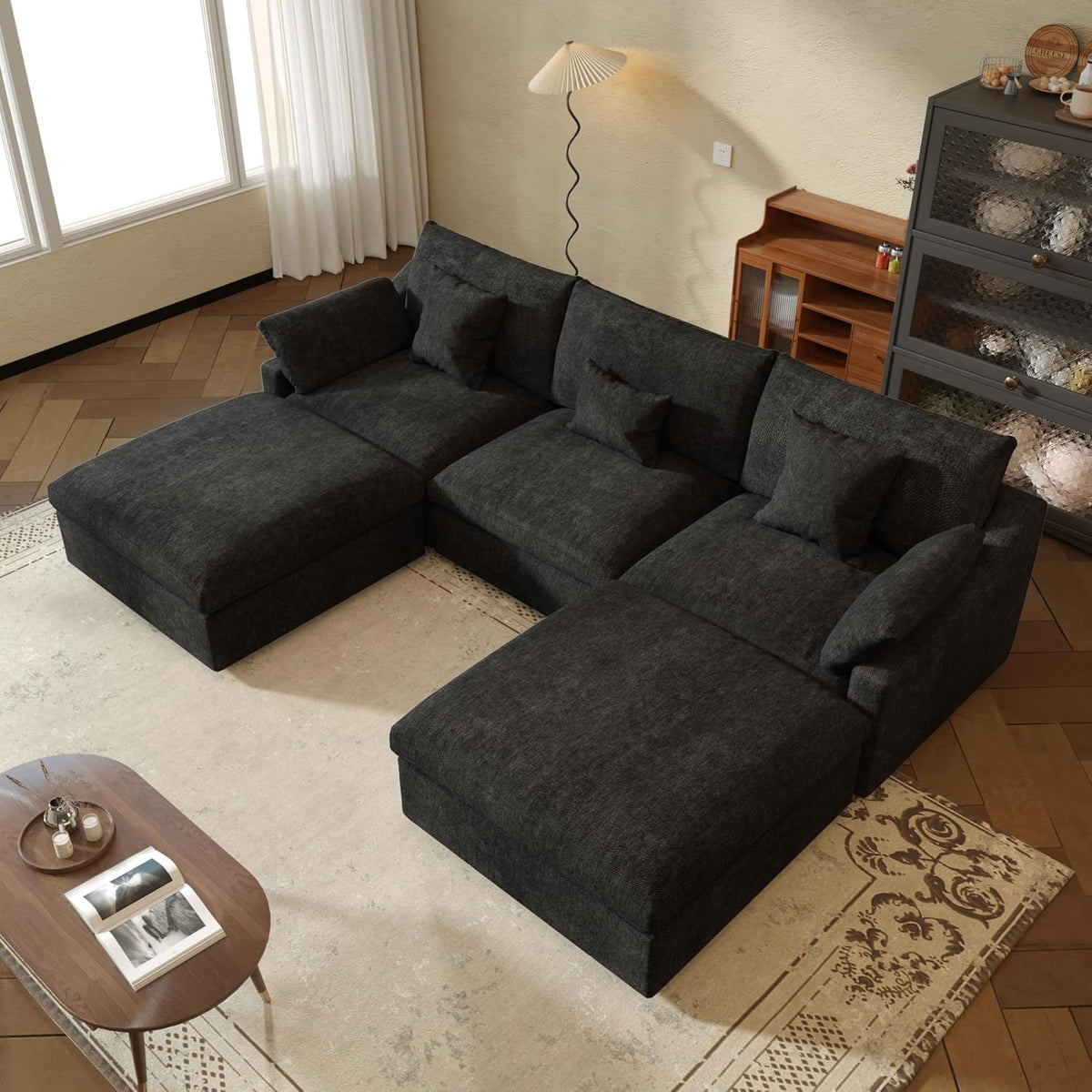 JACH U Shaped Sectional Couches, Cloud Sectional Couch with Deep Seat, 119" Down Filled Modular