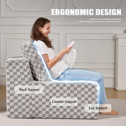 Single Sofa 1 Seat Couch with Deep Seat Memory Foam Cloud Chair with Pillows Large Sofa with L