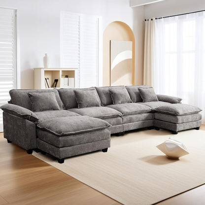 URRED Modular Sectional Sofa Comfy Cloud Couch, Modern Chenille Sofa Sleeper Deep Seat Couches with