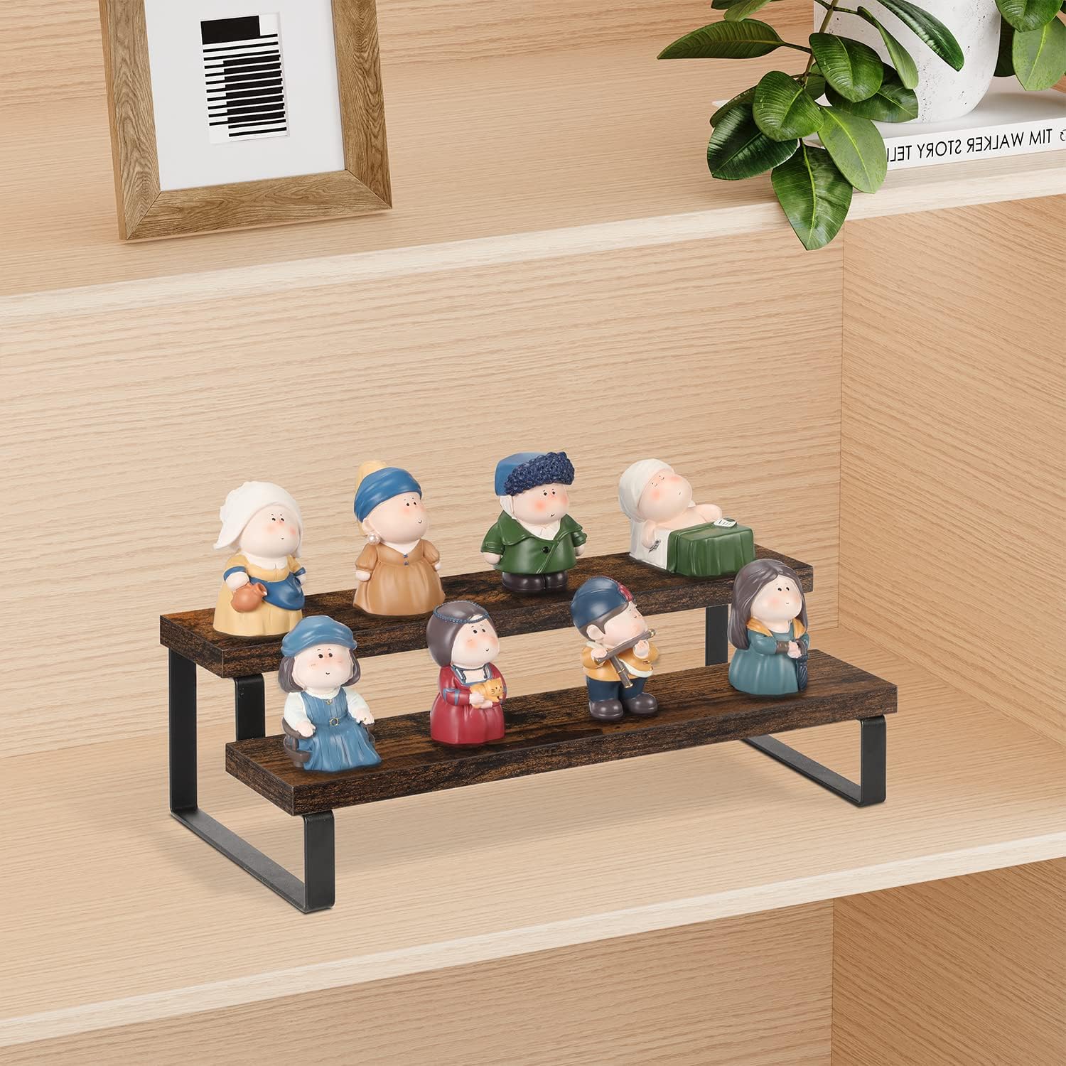 YINMIT Wooden Display Riser Stand, Tiered Perfume and Cologne Organizer Stand, 2 Tier Spice Rack