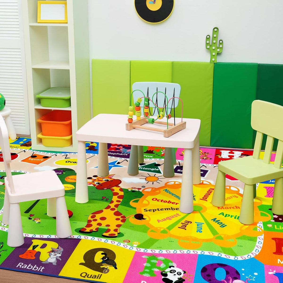 9x12 Washable Area Rug, Educational and Fun Kids Rug for Classroom Playroom Living Room Bedroom