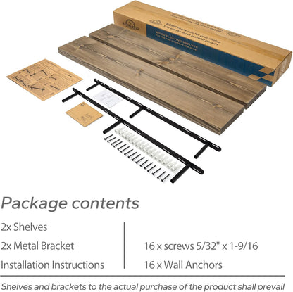 BGMG Floating Shelves for 48 inch Long Set of 2,Wide Rustic Wooden Wall Shelves for Bathroom Living