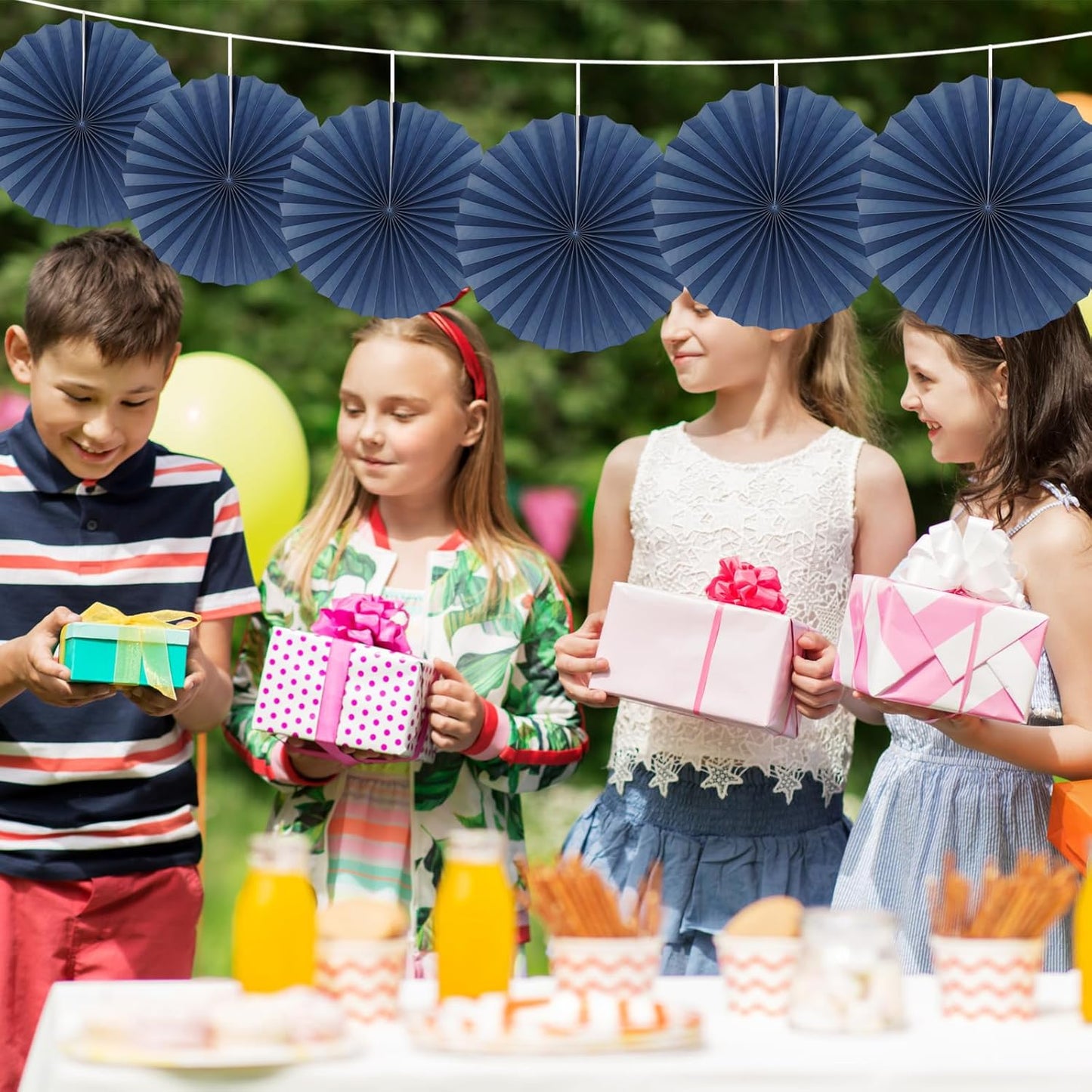 Blue Party Decorations,Blueberry Party Decorations Decorations Party Paper Fans Bulk