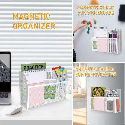 Magnetic Pencil Holder Magnetic Shelf for the Whiteboard 3-Grid Mesh Magnetic Pen Holder for