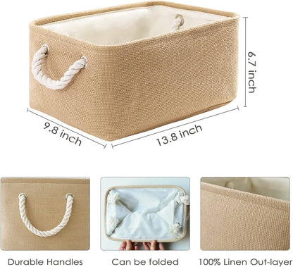 TheWarmHome Storage Bins for Shelves - Medium 3Pack 13.8L*9.8W*6.7H inch Canves Storage Basket for