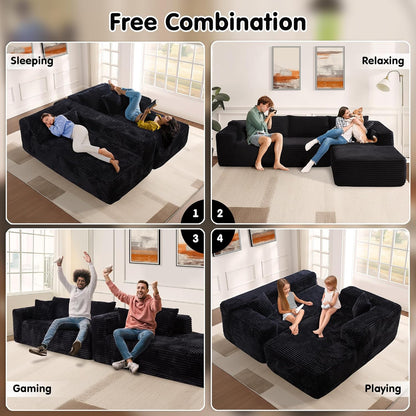 ovios 104" Cloud Sectional Couch with L-Shape Chaise,Modern Modular Sofa with Deep Seat