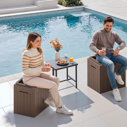Devoko 30 Gallon Resin Deck Box 2 Pack Outdoor Indoor Waterproof Storage Box for Patio Furniture